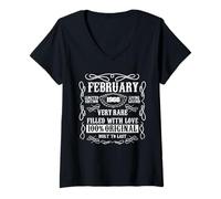 Femme February Limited Edition 1966 Living Legend Cadeau très Rare T-Shirt avec Col en V