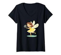 Femme Fée et pissenlit fantaisie pour un style charmant T-Shirt avec Col en V