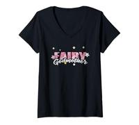 Femme Fée Marraine fête des mères Tante sœur Marraine T-Shirt avec Col en V