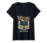 Femme Feel The Rythm - Kings of Hip Hop (Graphique Amusant) T-Shirt avec Col en V