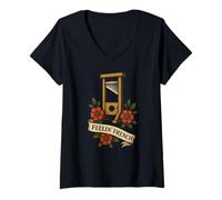 Femme Feelin Guillotine Française Vintage Révolution Française Humour T-Shirt avec Col en V