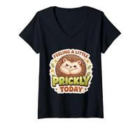 Femme Feeling A Little Pickly Today Funny Hedgehog Owner Grumpy T-Shirt avec Col en V