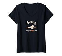 Femme Feeling Un Pro-Duck-Tive Funny Lazy Funny Work Wear T-Shirt avec Col en V