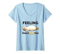 Femme Feeling Unproductive Funny Lazy Duck Meme Morning Coworker T-Shirt avec Col en V