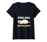 Femme Feeling Unproductive Funny Lazy Duck Meme Morning Coworker T-Shirt avec Col en V