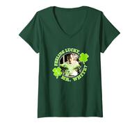 Femme Felling Lucky Mr. White Shamrock St. Patrick's Day TV Show T-Shirt avec Col en V