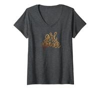 Femme Féminisme Girl Power, Femmes PWR My Body, féministe T-Shirt avec Col en V, Chiné Foncé, M