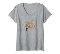 Femme Féminisme Girl Power, Femmes PWR My Body, féministe T-Shirt avec Col en V, Gris Chiné, L