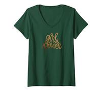Femme Féminisme Girl Power, Femmes PWR My Body, féministe T-Shirt avec Col en V, Vert Forêt, XXL