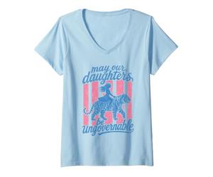 Femme Féministe Que nos Filles soient ingouvernables T-Shirt avec Col en V