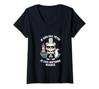 Femme Femme Bretagne - Hermine Bretonne Humour Coiffe Triskell T-Shirt avec Col en V