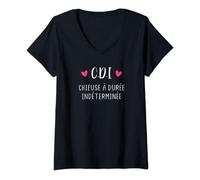 Femme Femme Cadeau drôle recherche emploi Cherche cdi chieuse T-Shirt avec Col en V