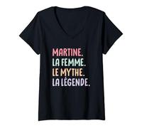Femme Femme Copine Humour Cadeau Personnalisé Prénom Martine T-Shirt avec Col en V