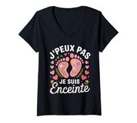 Femme Femme J'peux Pas Je Suis Enceinte enceinte future maman T-Shirt avec Col en V
