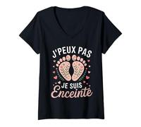 Femme Femme J'peux Pas Je Suis Enceinte enceinte future maman T-Shirt avec Col en V