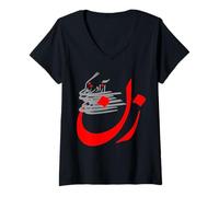 Femme Femme Vie Liberté Iran Zan Zendegi Azadi Persan T-Shirt avec Col en V