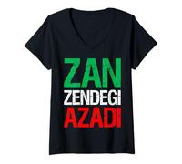Femme Femme Vie Liberté Iran Zan Zendegi Azadi Persan T-Shirt avec Col en V
