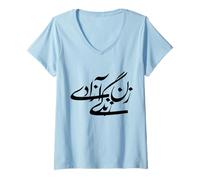 Femme Femme Vie Liberté Iran Zan Zendegi Azadi Persan T-Shirt avec Col en V
