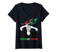 Femme Femme Vie Liberté Iran Zan Zendegi Azadi T-Shirt avec Col en V