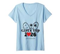 Femme Femmes 2026 Girls Trip Charlottesville T-Shirt avec Col en V