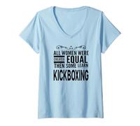 Femme Femmes apprennent Le Kickboxing Arts Martiaux Fille Fighter Student T-Shirt avec Col en V