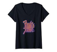 Femme Fender VHS Blur T-Shirt avec Col en V, Noir, XL