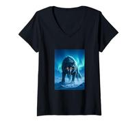 Femme Fenrir, Loup géant enchaîné du Mythe Nordique Ragnarök T-Shirt avec Col en V