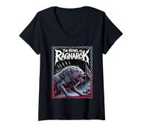 Femme Fenrir The Howl of Ragnarok Mythe Norse Viking Legend Wolf T-Shirt avec Col en V
