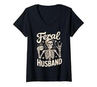 Femme Feral Husband Skeleton Best Husband Ever World's Best T-Shirt avec Col en V