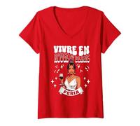 Femme Feria Fiestas Vin Rouge et Blanc Pays Basque Aperitif Femme T-Shirt avec Col en V