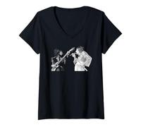 Femme Festival de Lecture The Faces de Ronnie Wood et Rod Stewart 1972 T-Shirt avec Col en V
