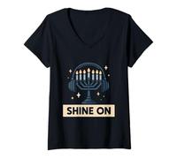 Femme Festival de lumières Musicales Vibes Design T-Shirt avec Col en V