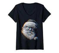 Femme Festival de Musique du Père Noël Ravers EDM Christmas Party T-Shirt avec Col en V