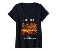 Femme Festival des lanternes du Nouvel an Chinois 2026 Enfants en Langue Chinoise T-Shirt avec Col en V