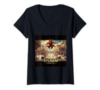 Femme Festival El Colacho, Espagne T-Shirt avec Col en V