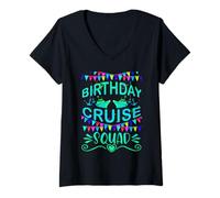 Femme Festive My Birthday Bateau de croisière pour Hommes, Femmes et Enfants T-Shirt avec Col en V