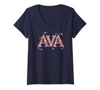 Femme Fête d'anniversaire personnalisée « I'm First Name AVA » pour Fille T-Shirt avec Col en V