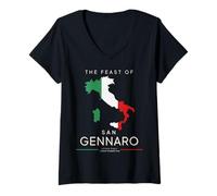 Femme Fête de la Fête de San Gennaro, Drapeau de la Petite Italie de New York T-Shirt avec Col en V