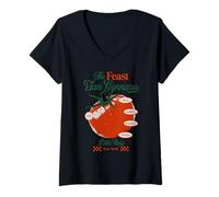 Femme Fête de San Gennaro Little Italy New York Restaurant Tomate T-Shirt avec Col en V