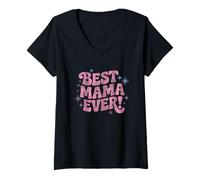 Femme Fête des Mères, Best Mama Ever From Daughter Women Mom T-Shirt avec Col en V
