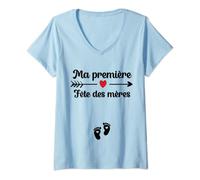 Femme Fête des mères Future Maman Annoncer Grossesse Enceinte Bébé T-Shirt avec Col en V