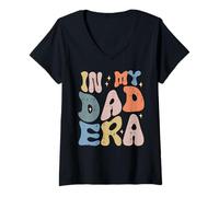 Femme Fête des pères à l'ère des Papas rétro Papa Daddy Dada Groovy Hippie T-Shirt avec Col en V