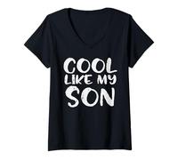 Femme Fête des Pères Cool Like My Son Cute Proud Dad Daddy Papa Men T-Shirt avec Col en V