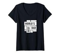 Femme Fête des pères drôle - World's Best Dad T-Shirt avec Col en V
