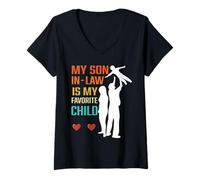 Femme Fête des Pères Fête des Mères My Favorite Child Is My Son In Law T-Shirt avec Col en V