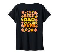 Femme Fête des Pères Papa Danseur Danse Blague Festival d'été T-Shirt avec Col en V
