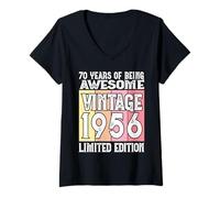 Femme Fête des pères Papasaurus Drôle de Dino Enfants Papa T-Shirt avec Col en V