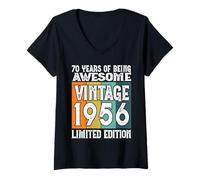 Femme Fête des pères Papasaurus Drôle de Dino Enfants Papa T-Shirt avec Col en V