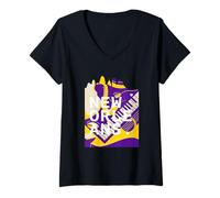 Femme Fête du Mardi Gras du Patrimoine Musical de la Nouvelle-Orléans en Louisiane T-Shirt avec Col en V