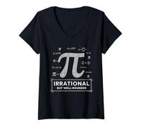 Femme Fête irrationnelle mais Bien Arrondie pour Les Amateurs de mathématiques T-Shirt avec Col en V
